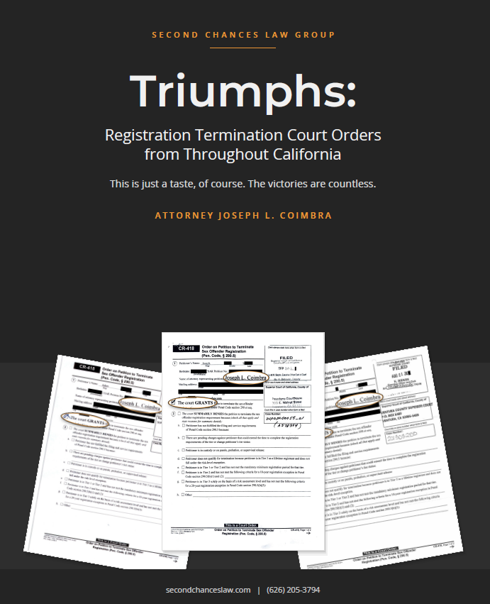 Triumphs: Registration Termination Court Orders from Throughout California
